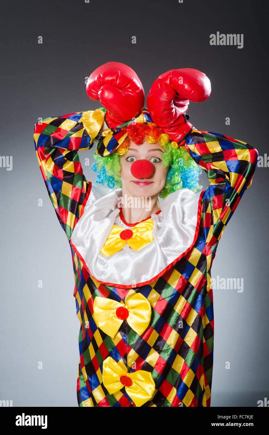 Funny clown with boxing gloves Stock Photo Alamy