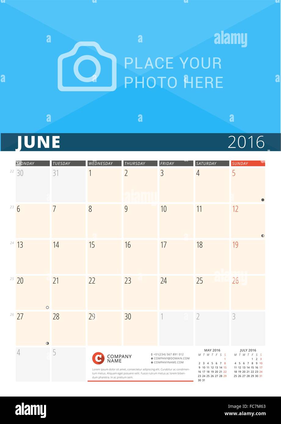 Wall Calendar Template 2016 from c8.alamy.com