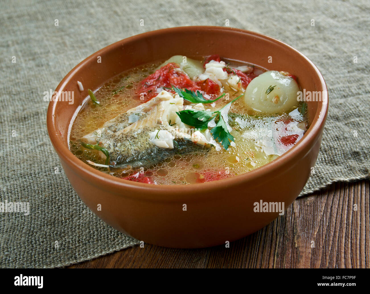 Russian Cossack fish soup Stock Photo