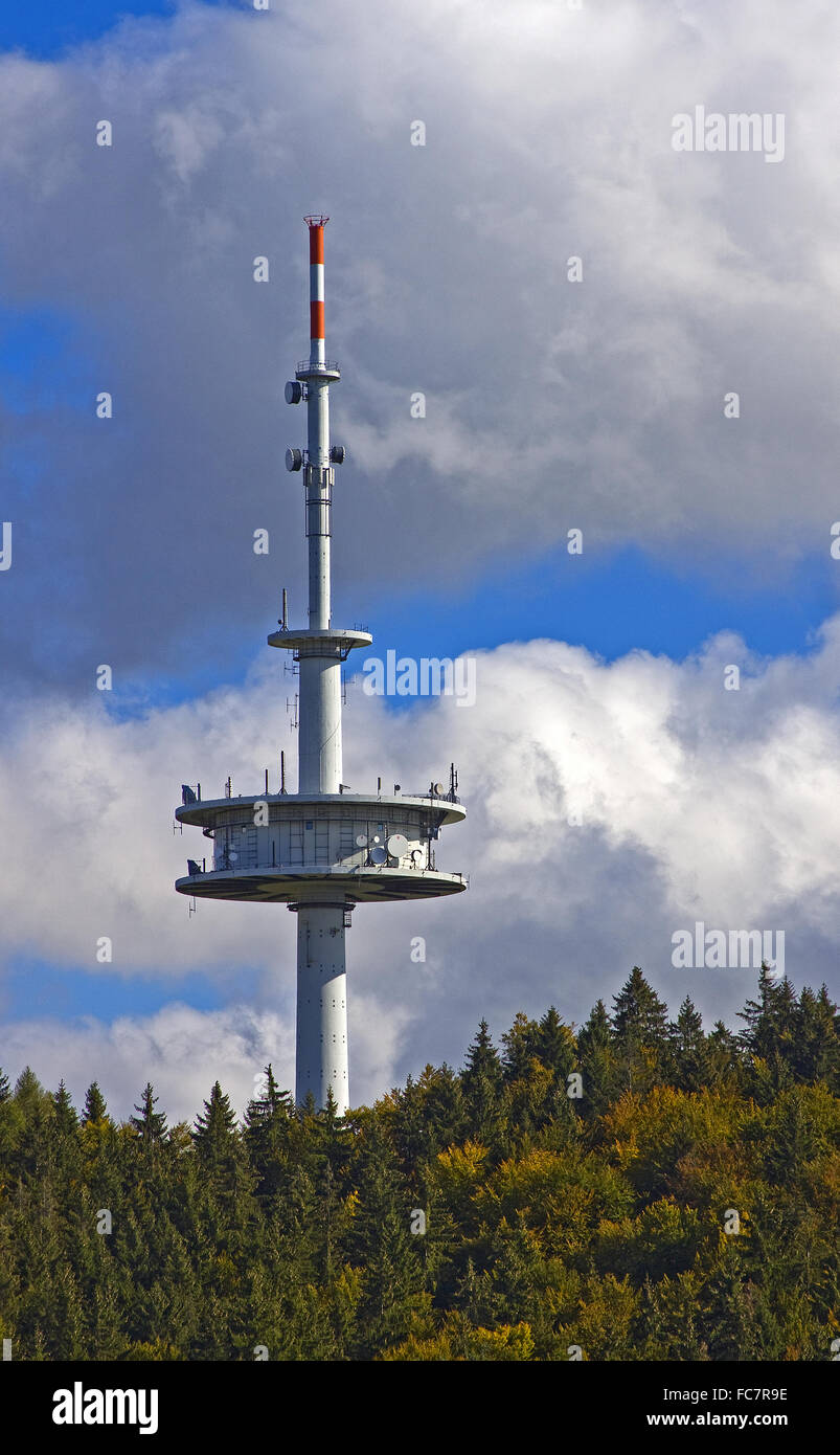 transmitter mast near  F├╝rstenberg Stock Photo