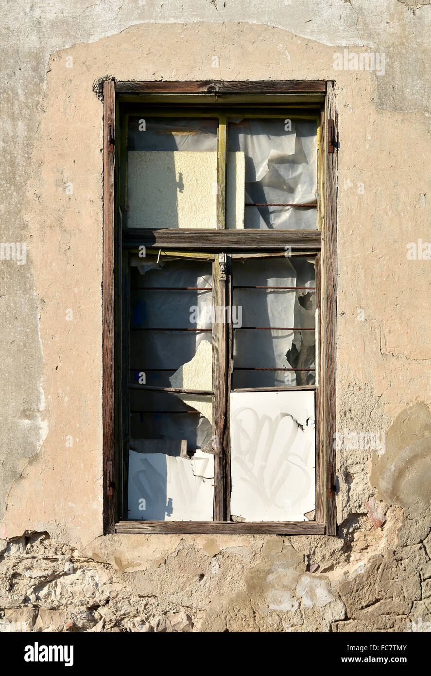 window of an abandoned house Stock Photo