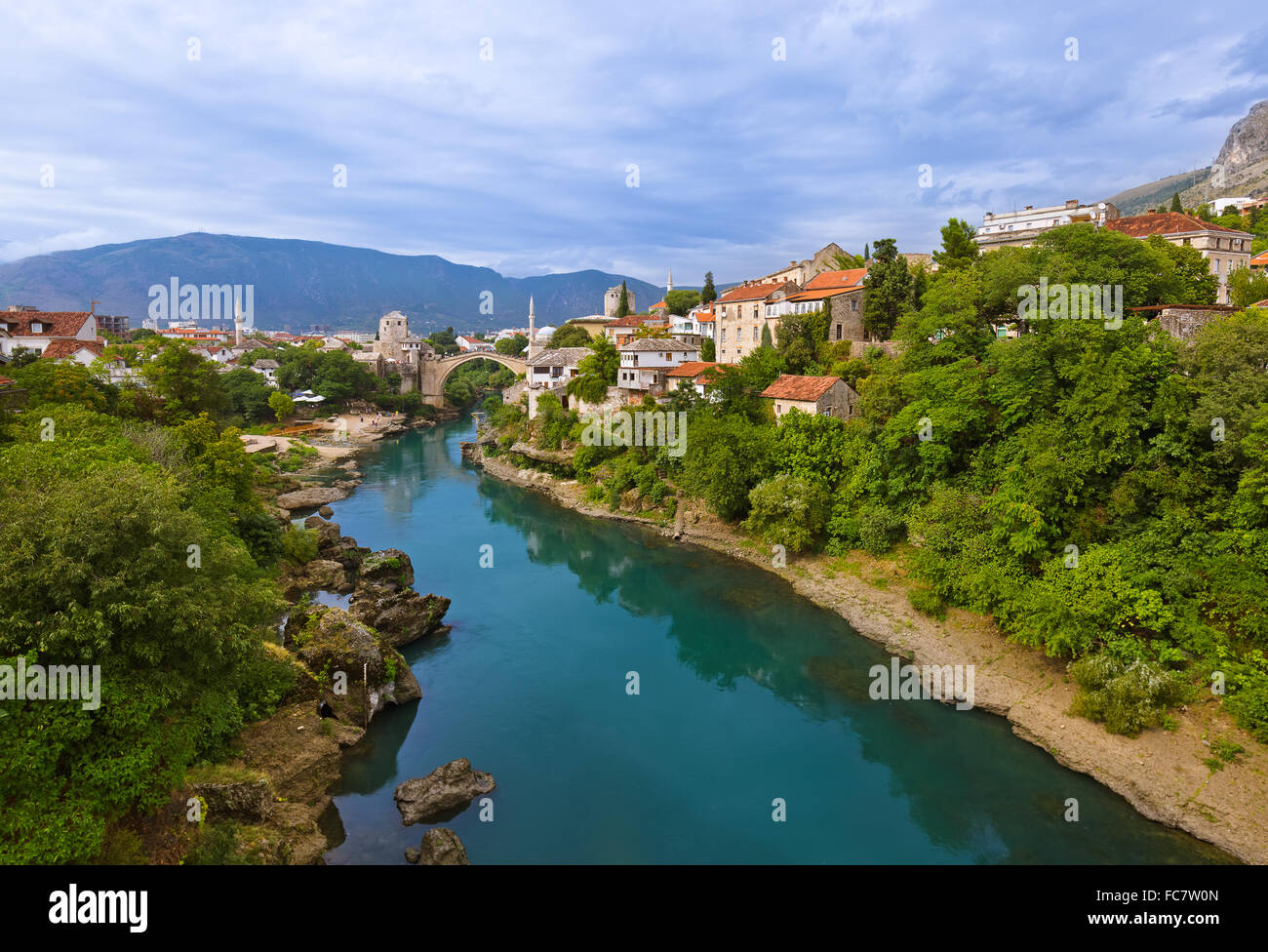 Cityscape of Mostar - Bosnia and Herzegovina Stock Photo