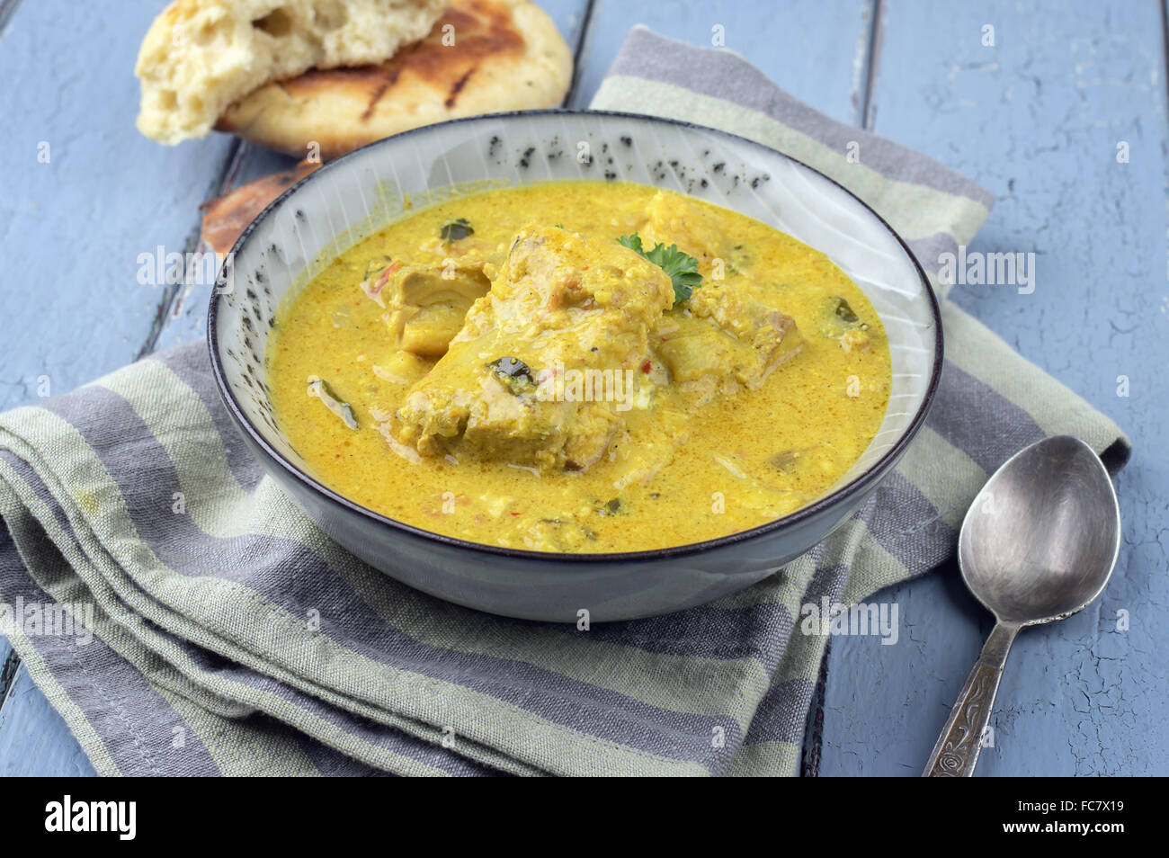 Fish Curry in Bowl Stock Photo