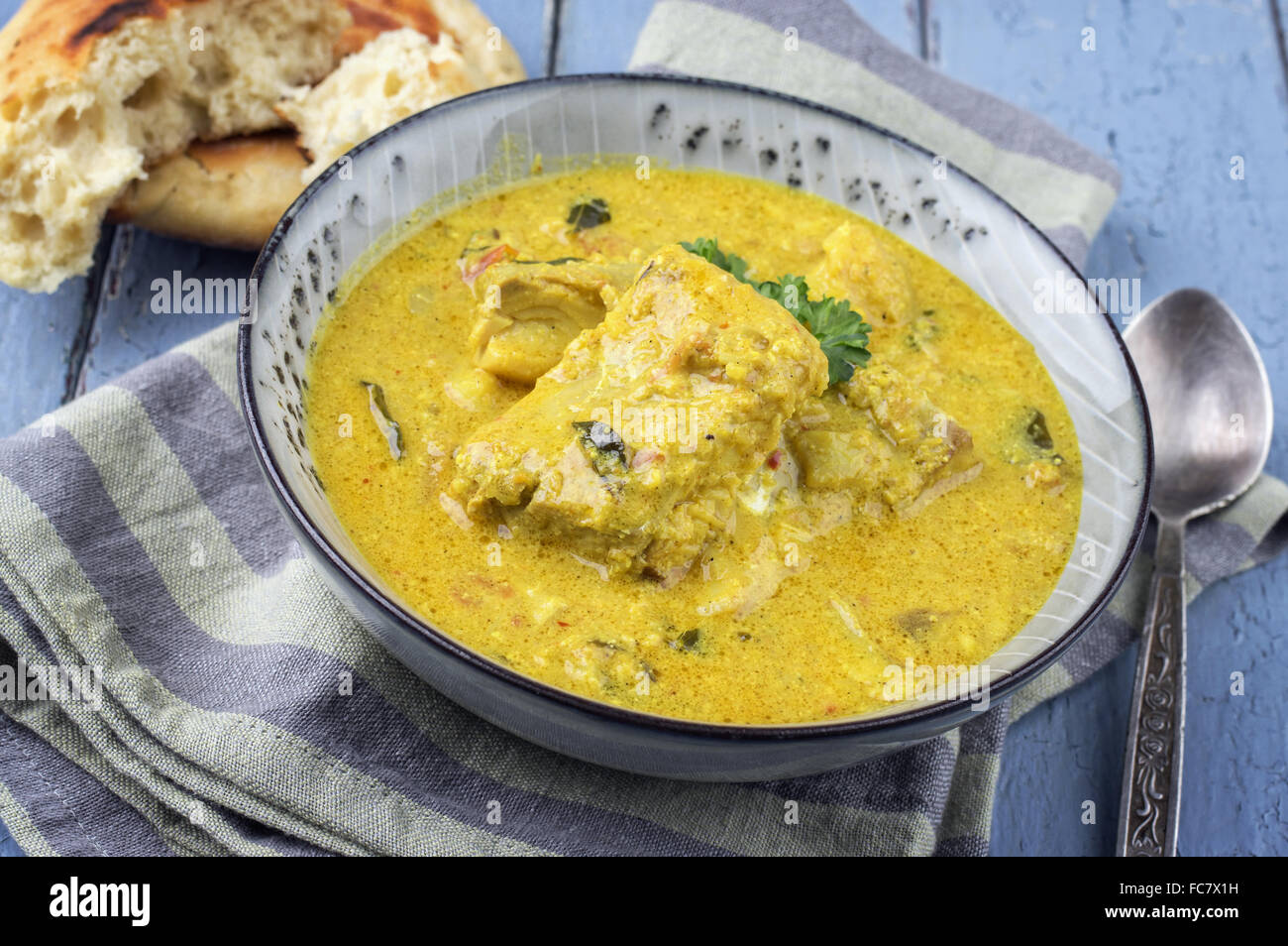 Fish Curry in Bowl Stock Photo