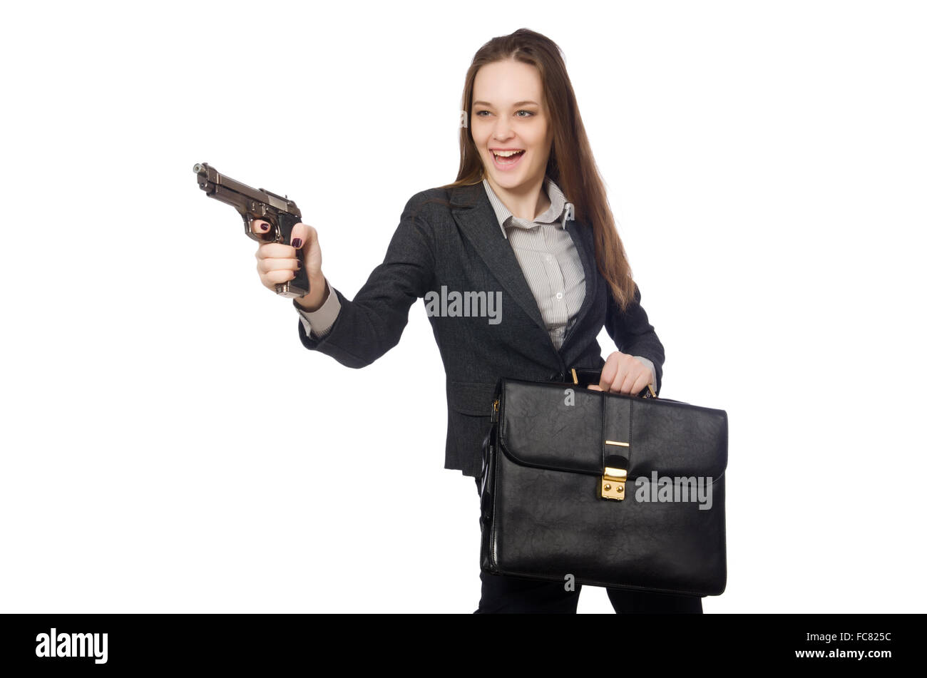 Woman in business concept isolated on white Stock Photo