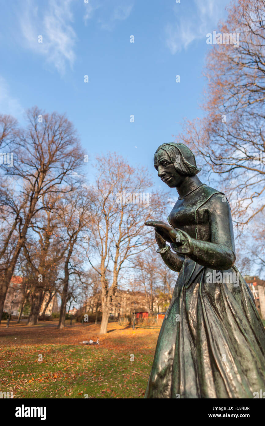 Statue of Fredrika Bremer, Humlegården, Stockholm (Sweden) Stock Photo