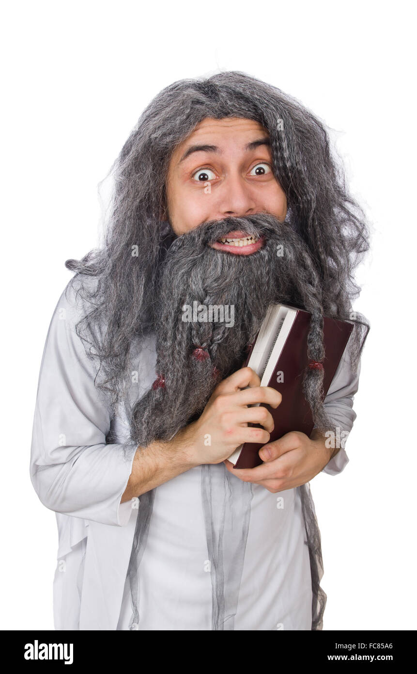 Funny old man isolated on white Stock Photo Alamy