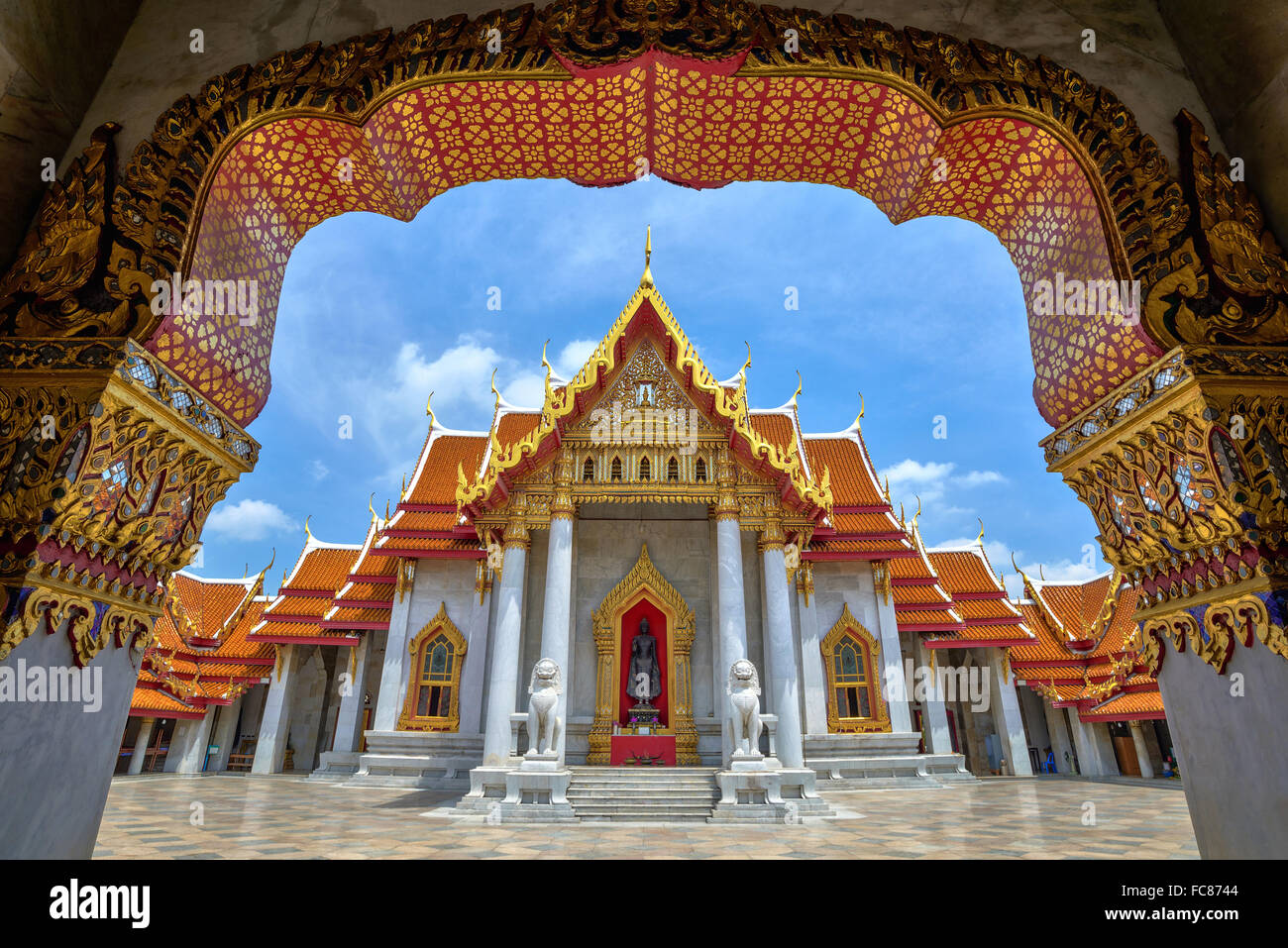 Marble Temple , Bangkok , Thailand Stock Photo