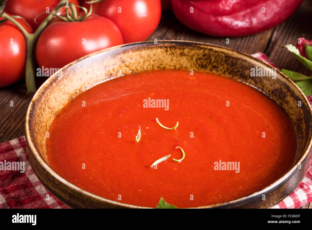 Rustic tomato soup Stock Photo - Alamy