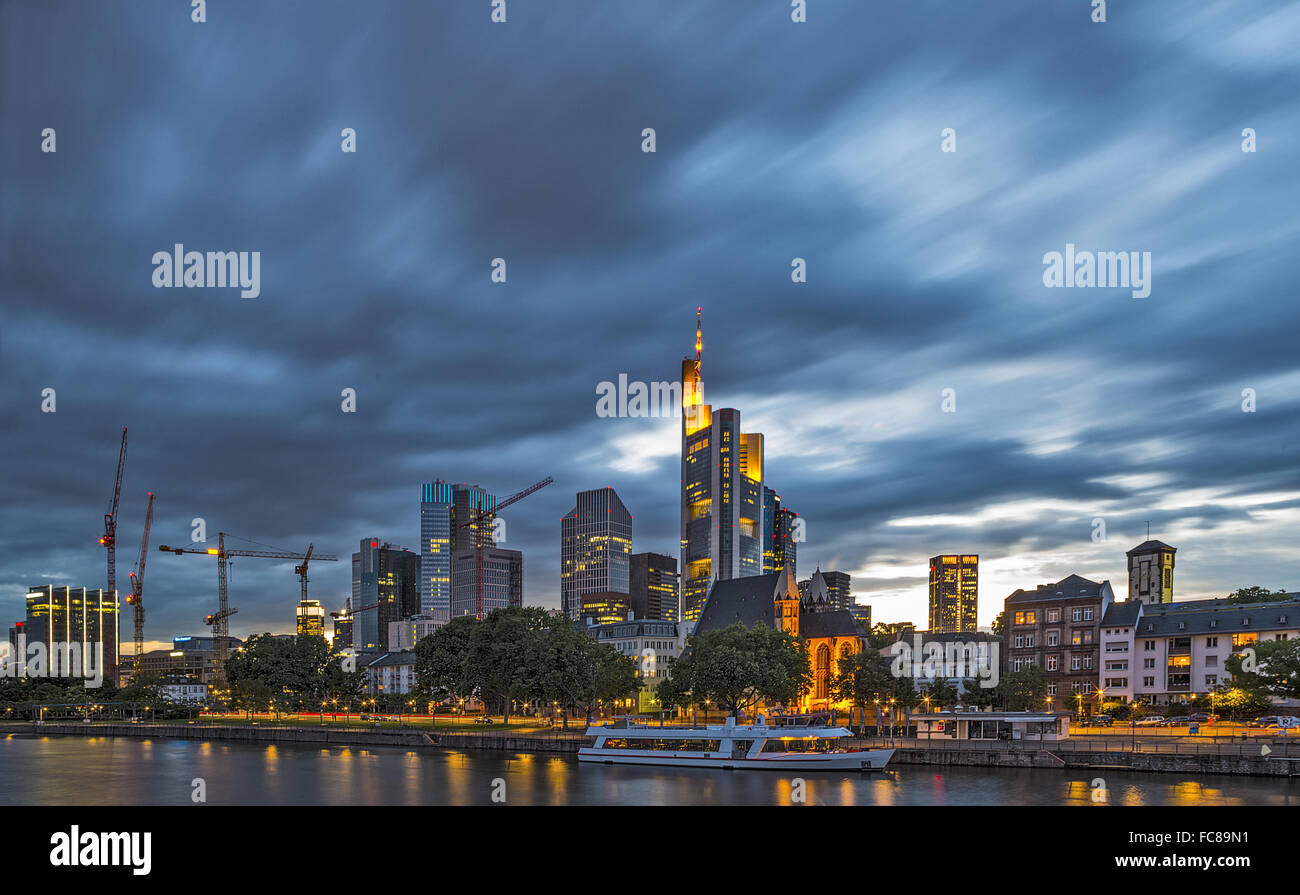 Frankfurt Skyline at Night Stock Photo - Alamy
