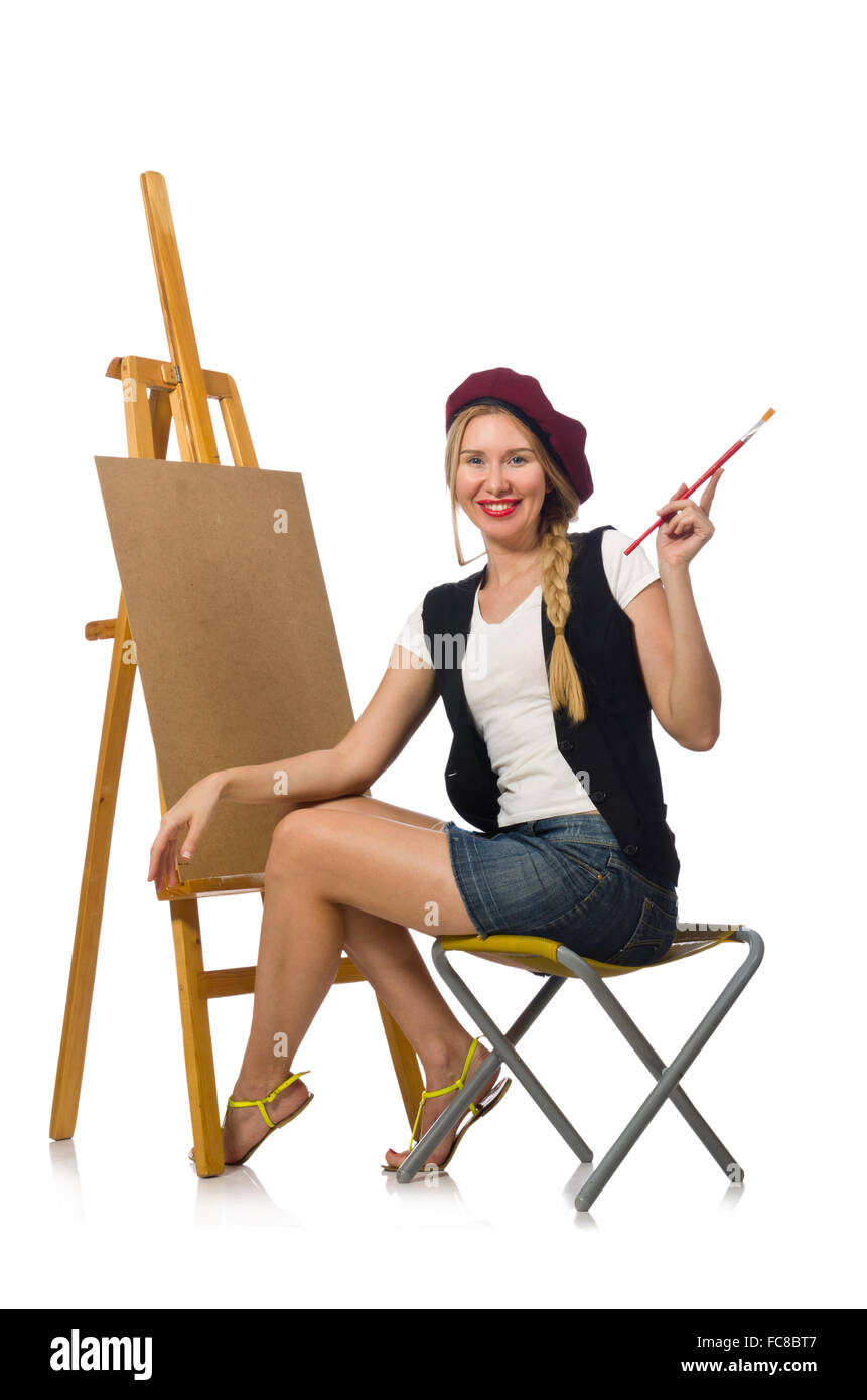 Young artist isolated on white Stock Photo Alamy