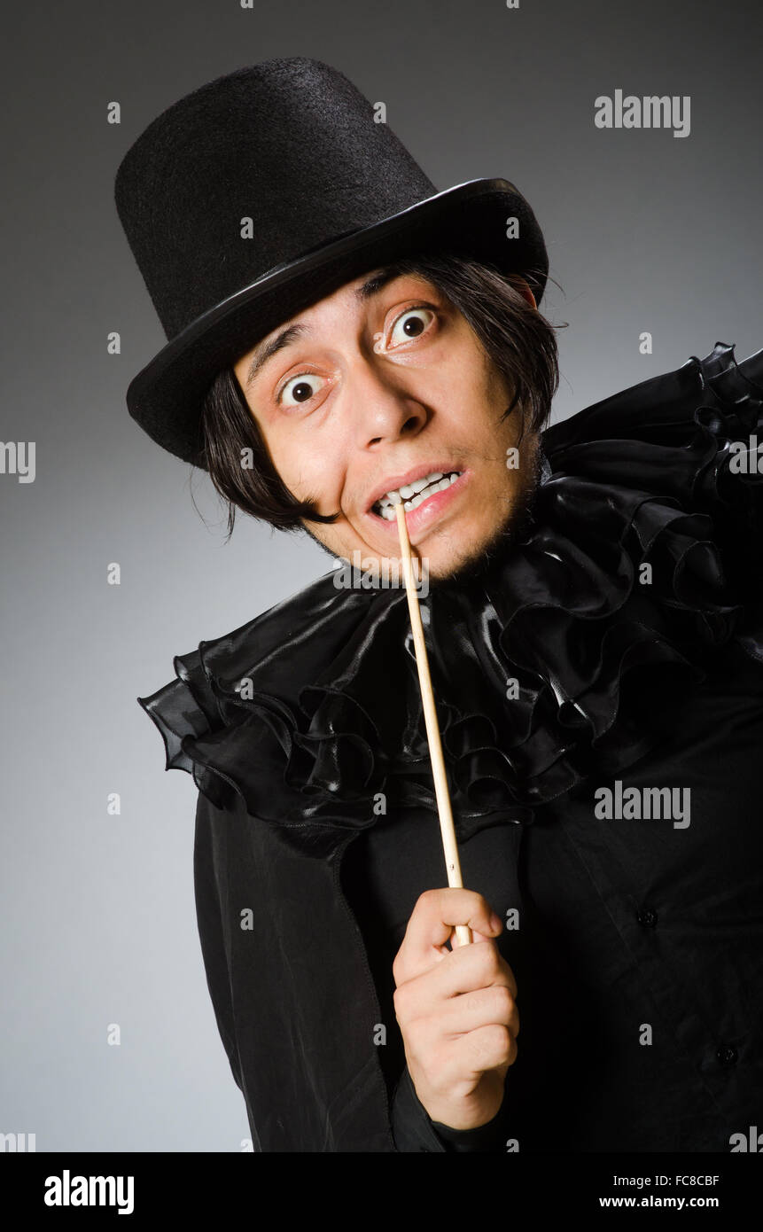 Funny Magician Wearing Cylinder Hat Stock Photo - Alamy