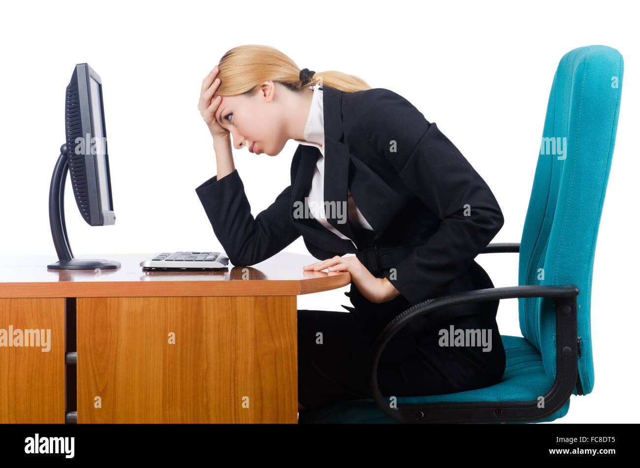 Woman businesswoman working isolated on white Stock Photo - Alamy