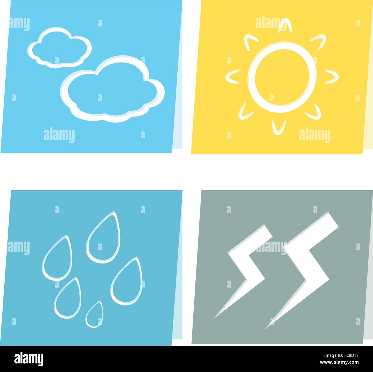 weather icon sun cloud rain and lighting concept illustration Stock ...