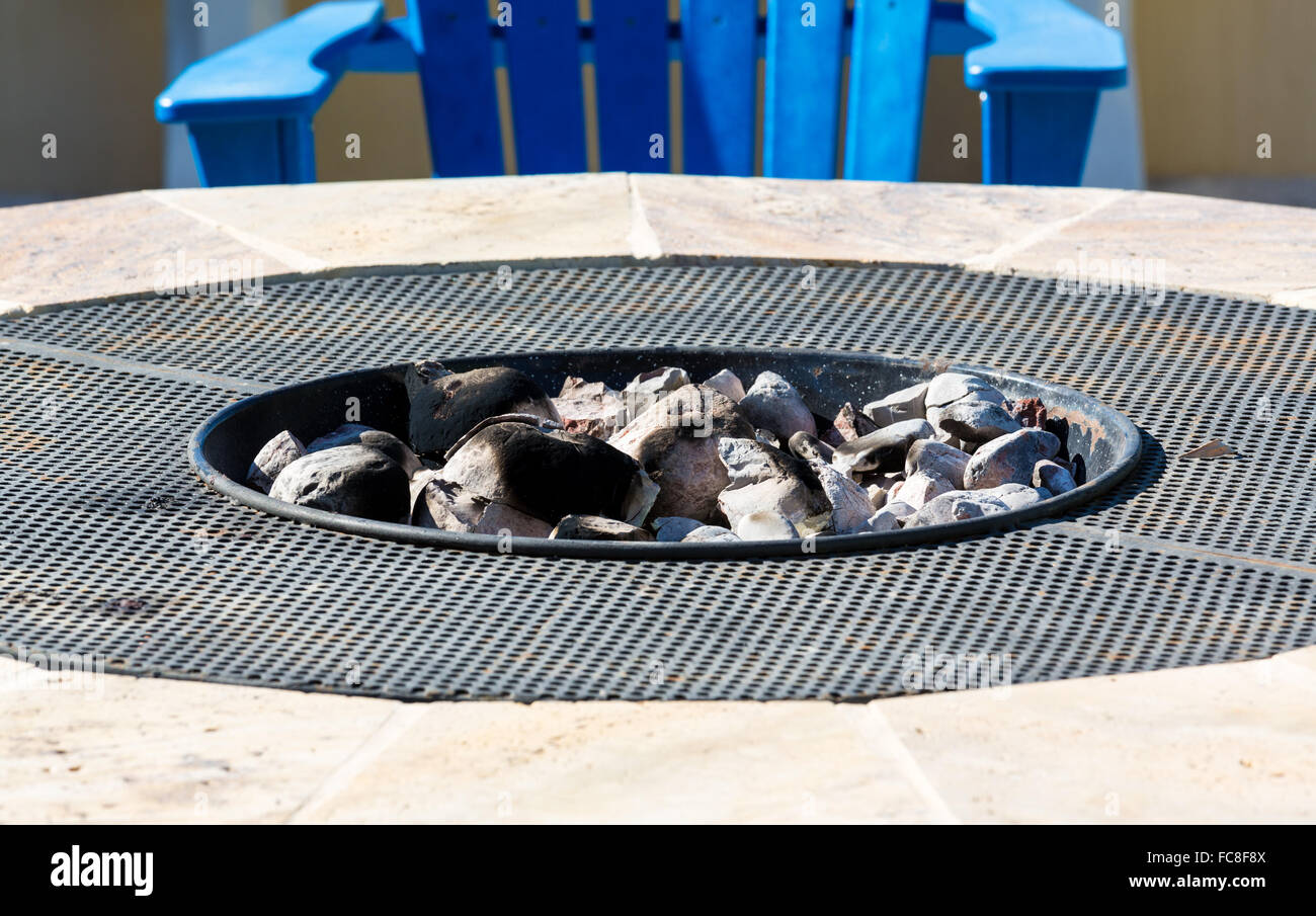 Modern firepit with white hot coals Stock Photo