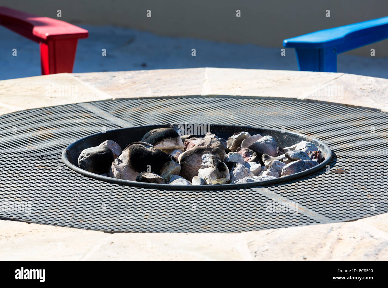 Modern firepit with white hot coals Stock Photo