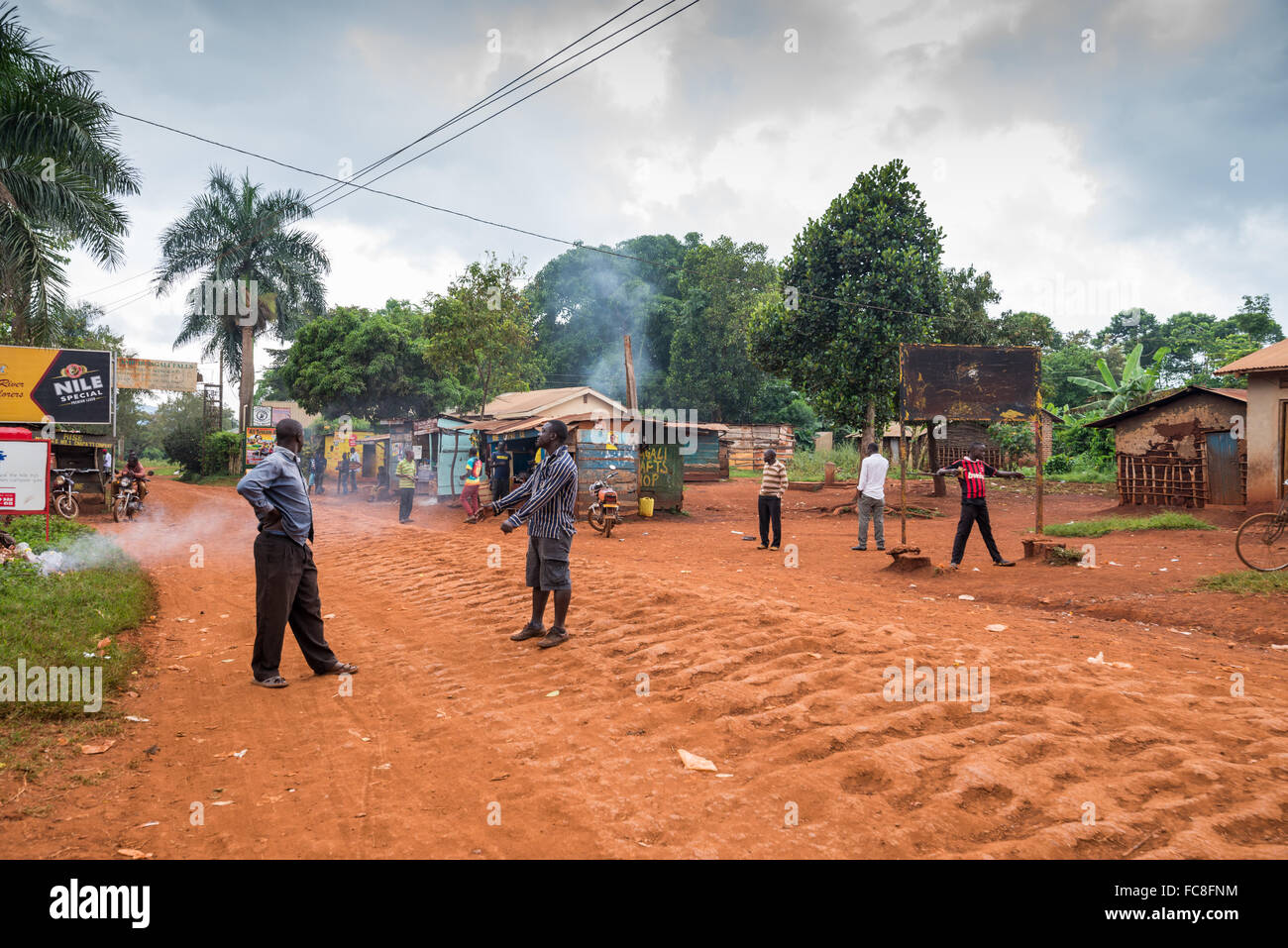 Local people in the street of village, near of the Jinja, Uganda