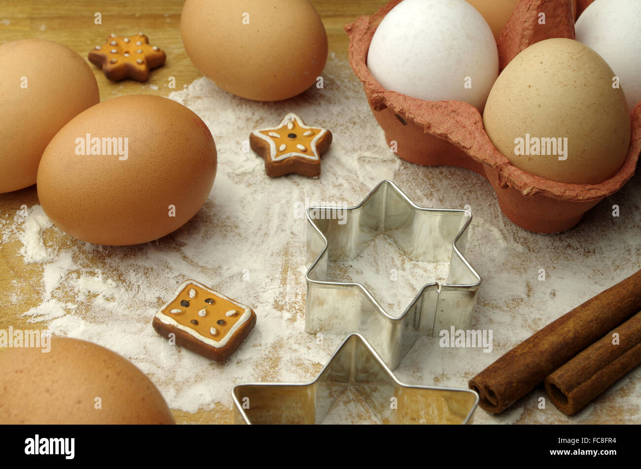 eggs and cookie cutters Stock Photo Alamy