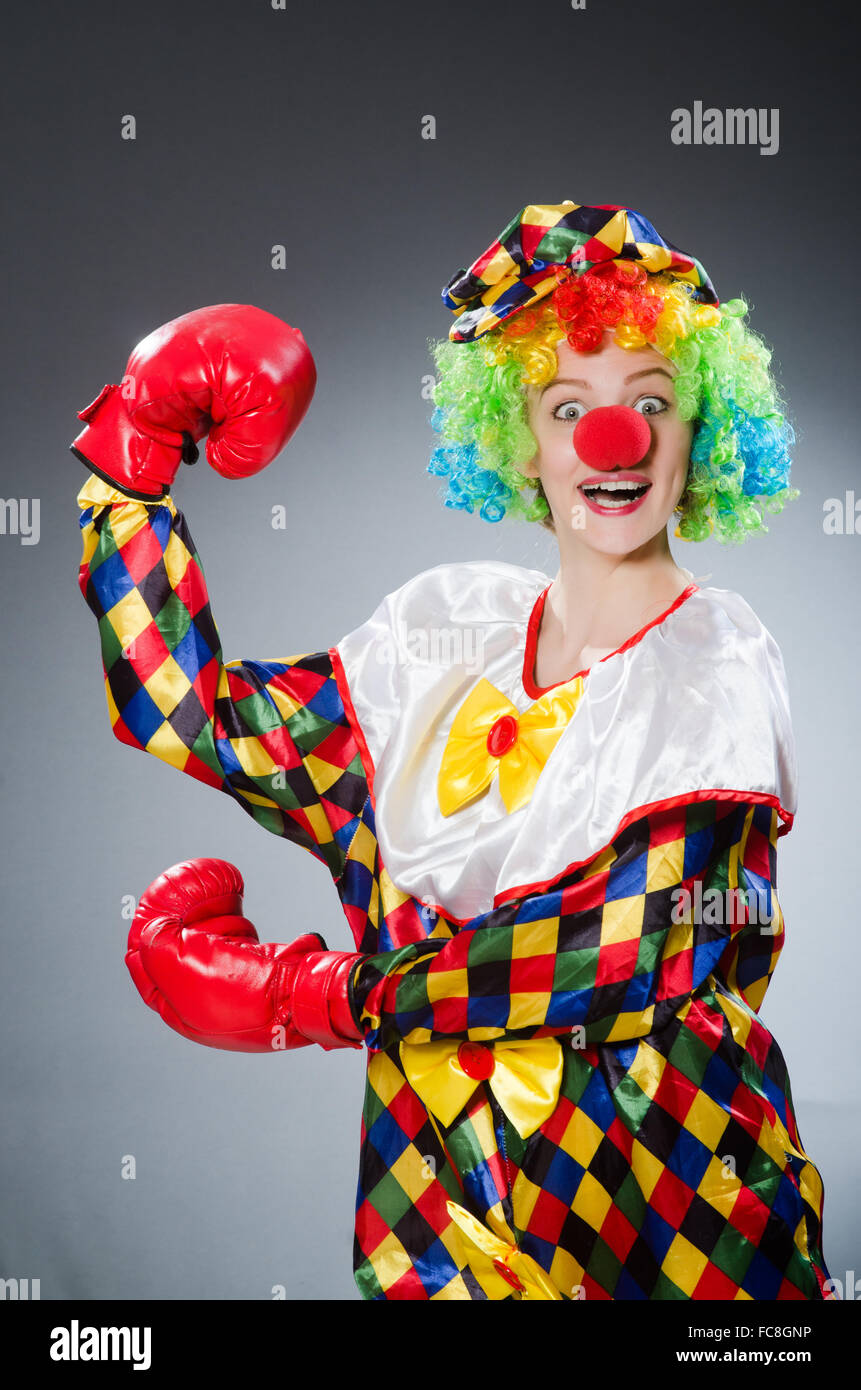 Funny clown with boxing gloves Stock Photo Alamy