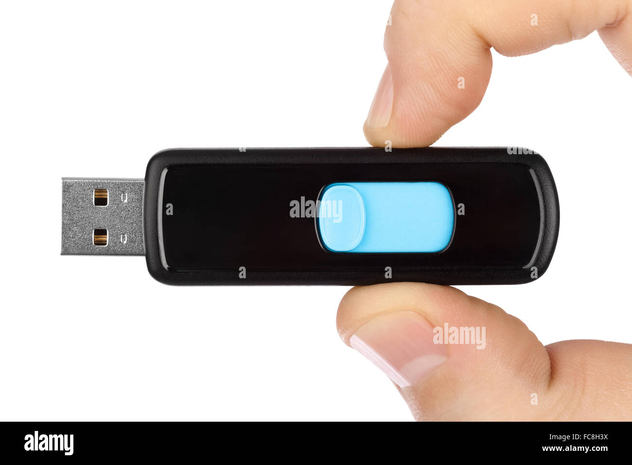 Flash usb memory drive in hand Stock Photo Alamy