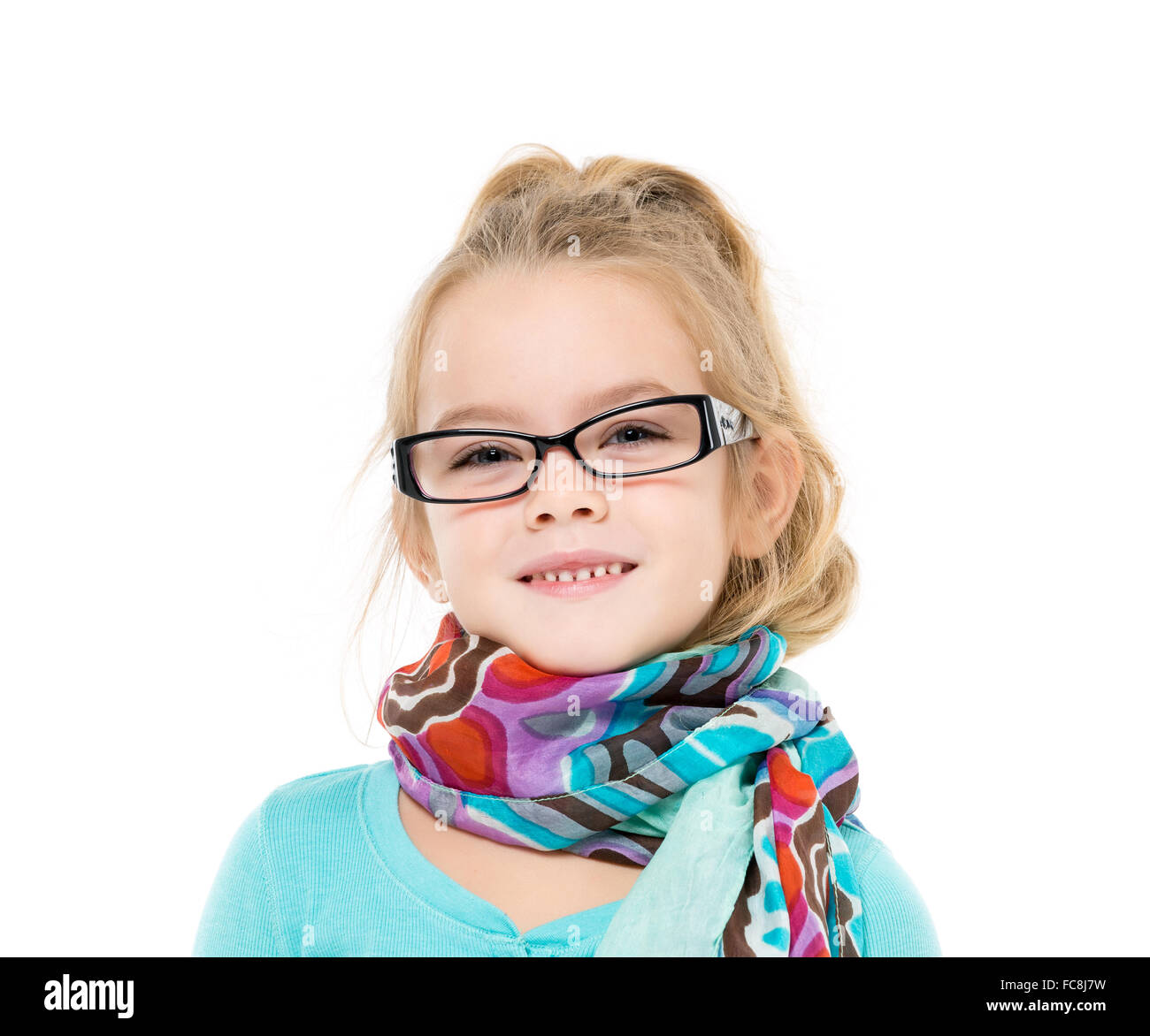 Little Girl in Eyeglasses Posing Stock Photo