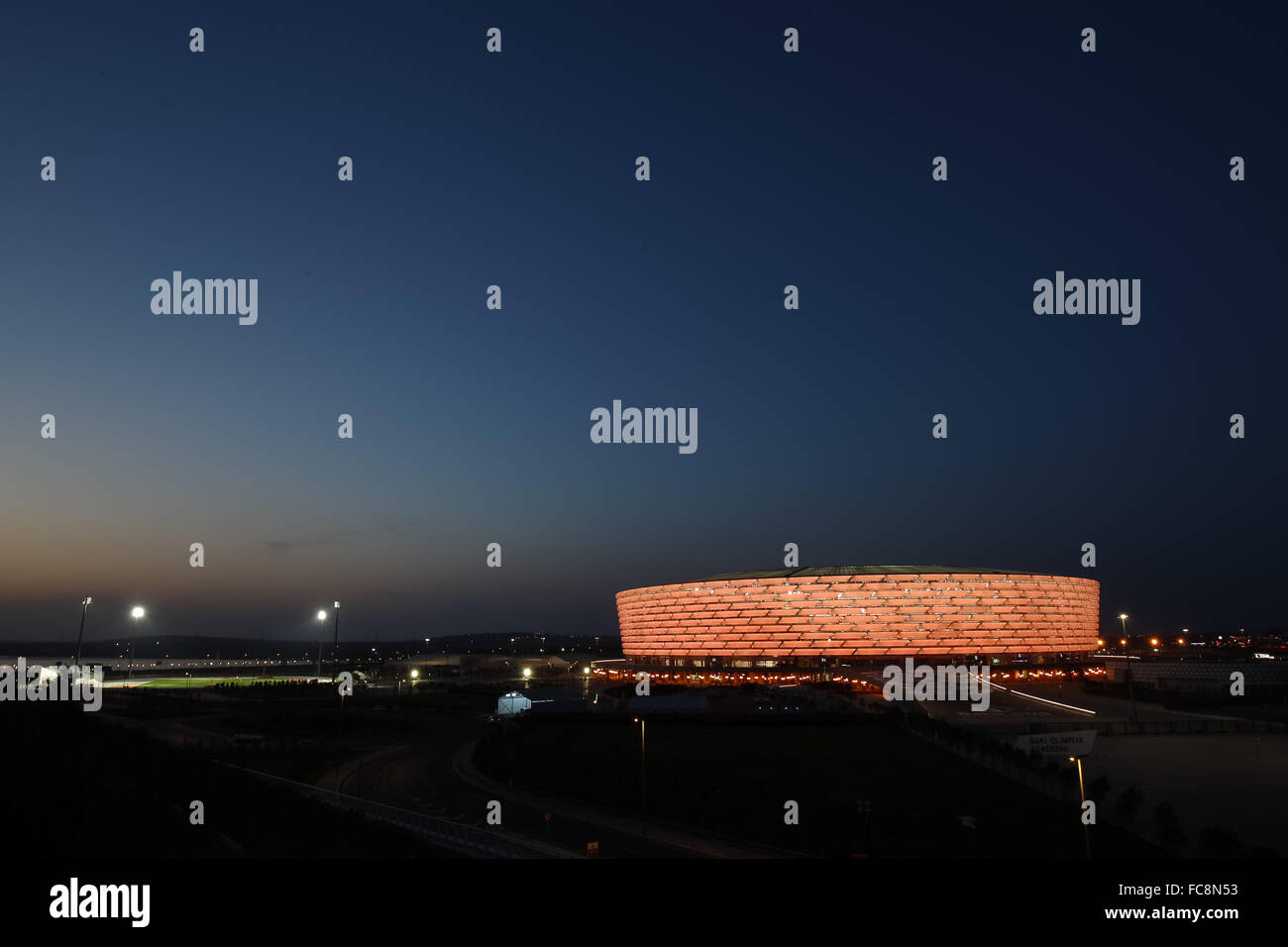 A general view of the National Stadium at night. Baku2015. 1st European Games. Baku. Azerbaijan. 18/06/2015. Stock Photo