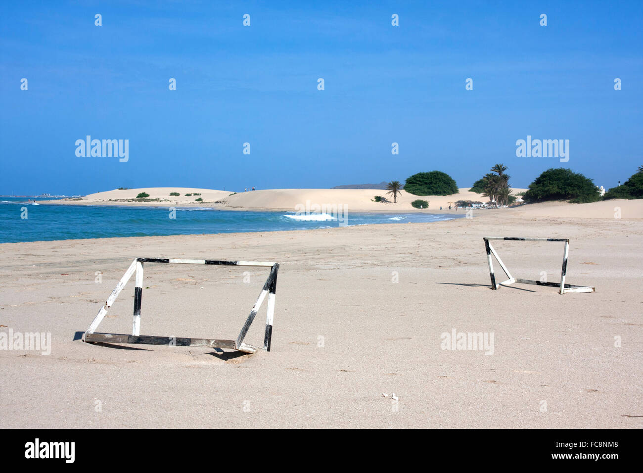 Goal posts on beach, Cape Verde Stock Photo