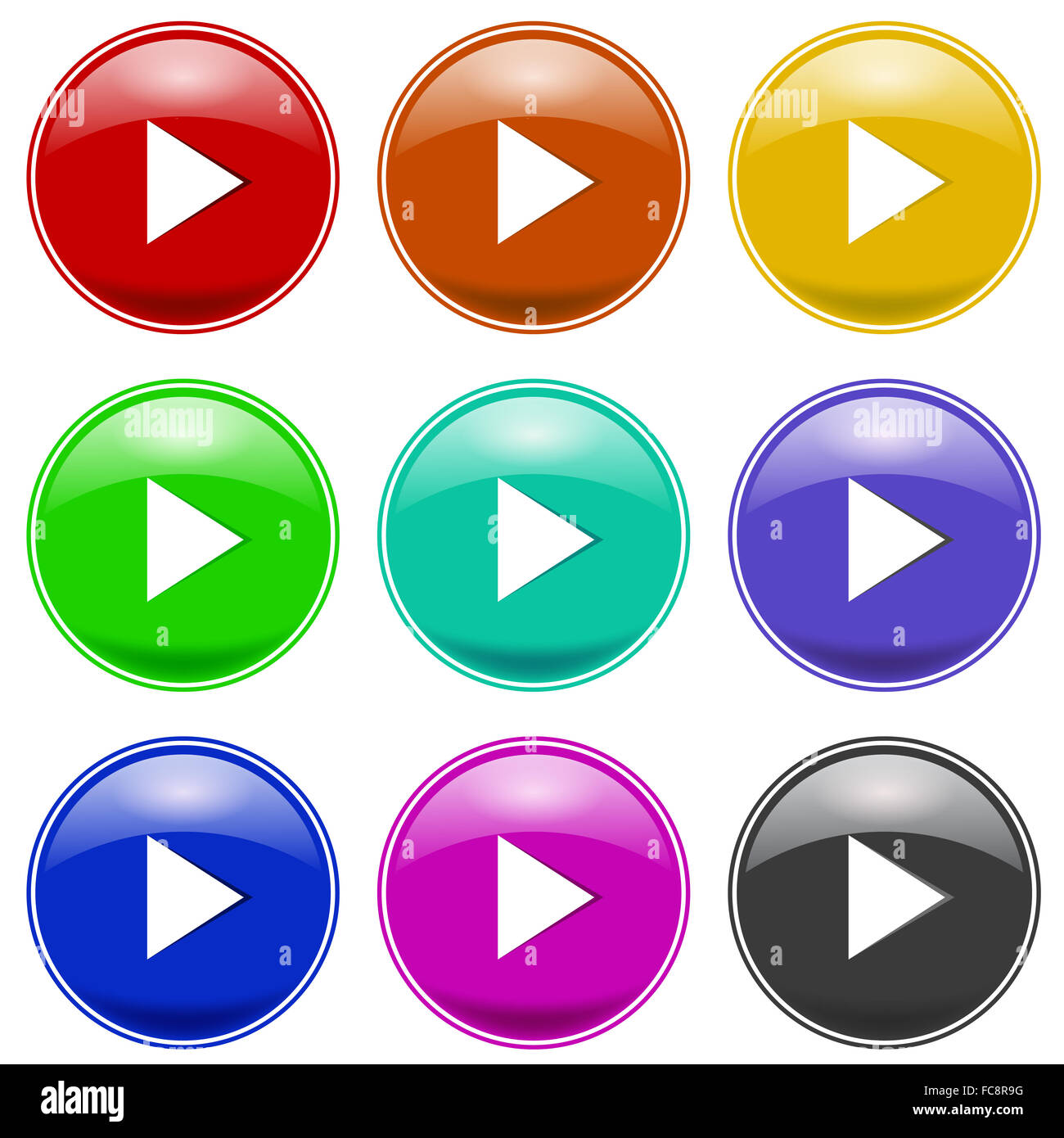 Set of Colorful Play Icons Stock Photo
