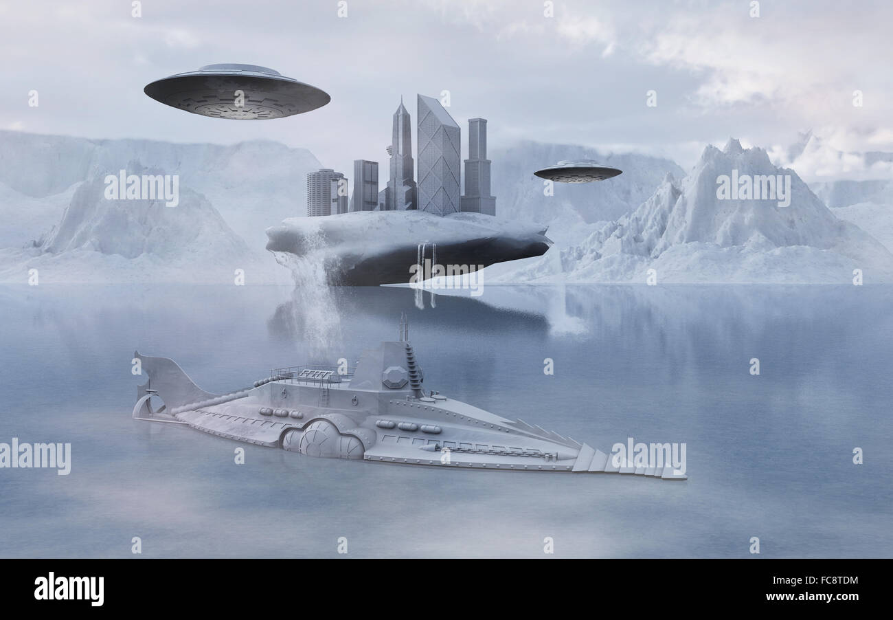The Nazi , Alien Base 211, Said To Be At The Antarctic. Stock Photo