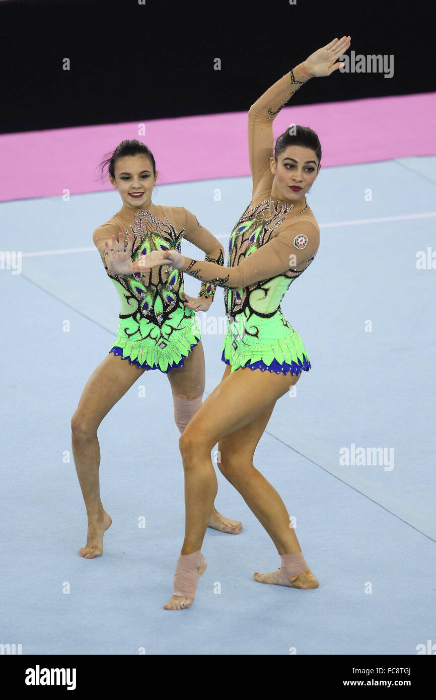 Azerbaijan. Women's Group All-Around Acrobatic Gymnastics. National Gymnastics Arena. Baku2015. 1st European Games. Baku. Azerbaijan. 19/06/2015. Stock Photo