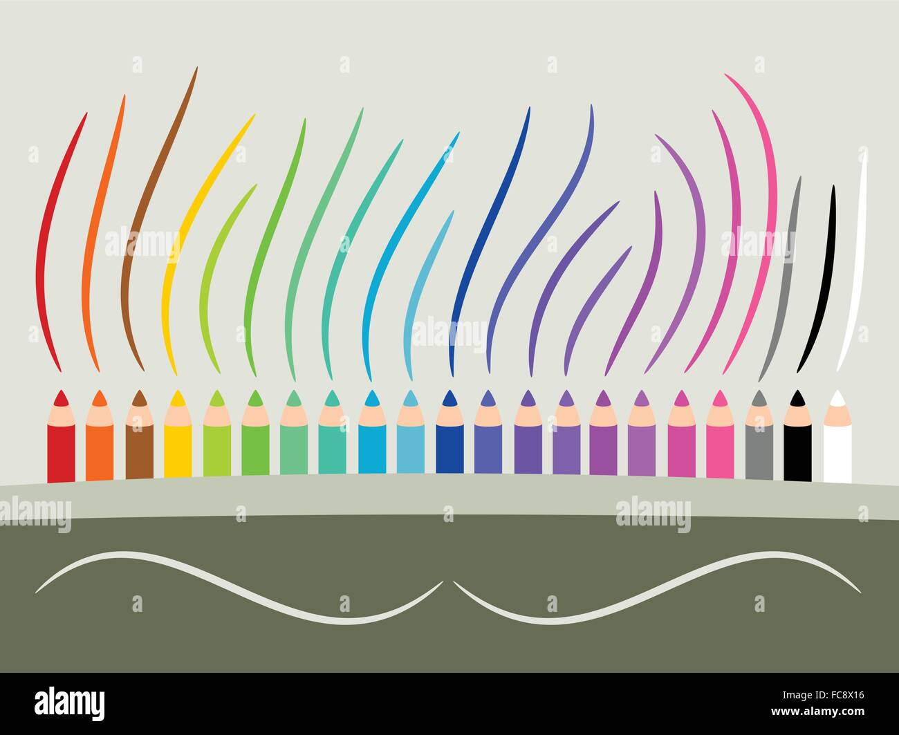 Colorful pencil crayons background in draw concept illustrator Stock