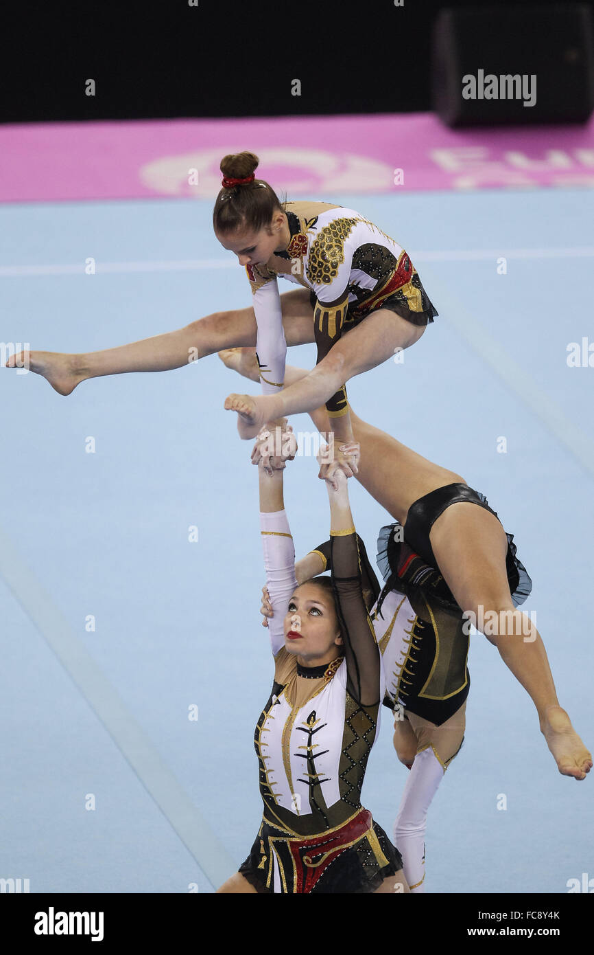 Belgium. Women's Group All-Around Acrobatic Gymnastics. National Gymnastics Arena. Baku2015. 1st European Games. Baku. Azerbaijan. 19/06/2015. Stock Photo