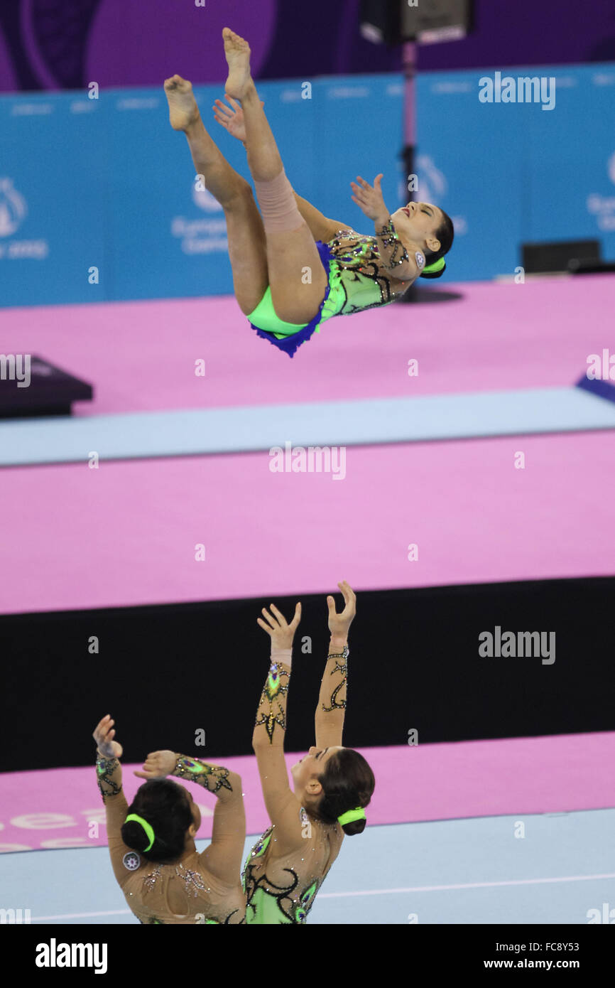 Azerbaijan. Women's Group All-Around Acrobatic Gymnastics. National Gymnastics Arena. Baku2015. 1st European Games. Baku. Azerbaijan. 19/06/2015. Stock Photo