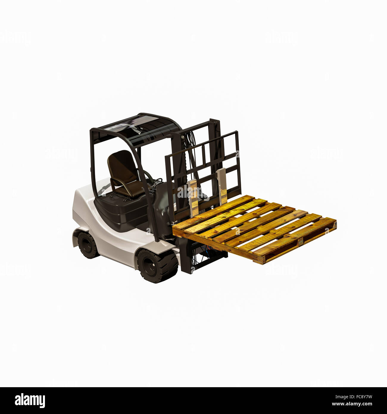 forklift isolated on white background Stock Photo - Alamy