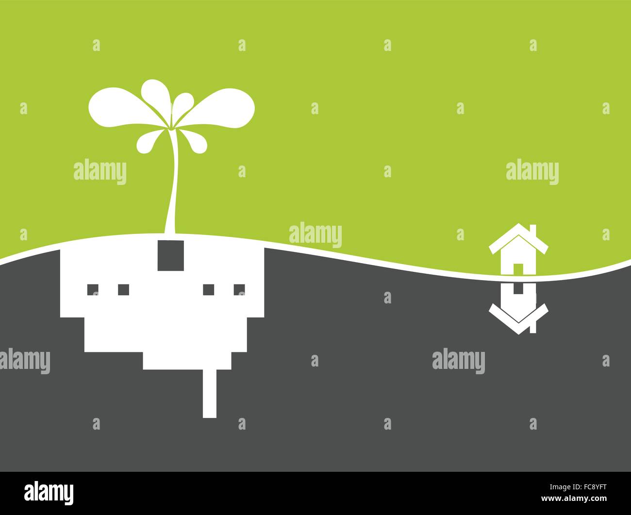 Nature tree symbol and city in ecology world concept illustration Stock ...