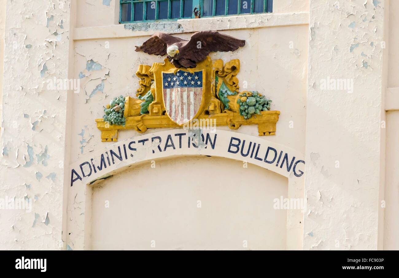 A statue of the government Seal depicting the bald eagle, coat of arms