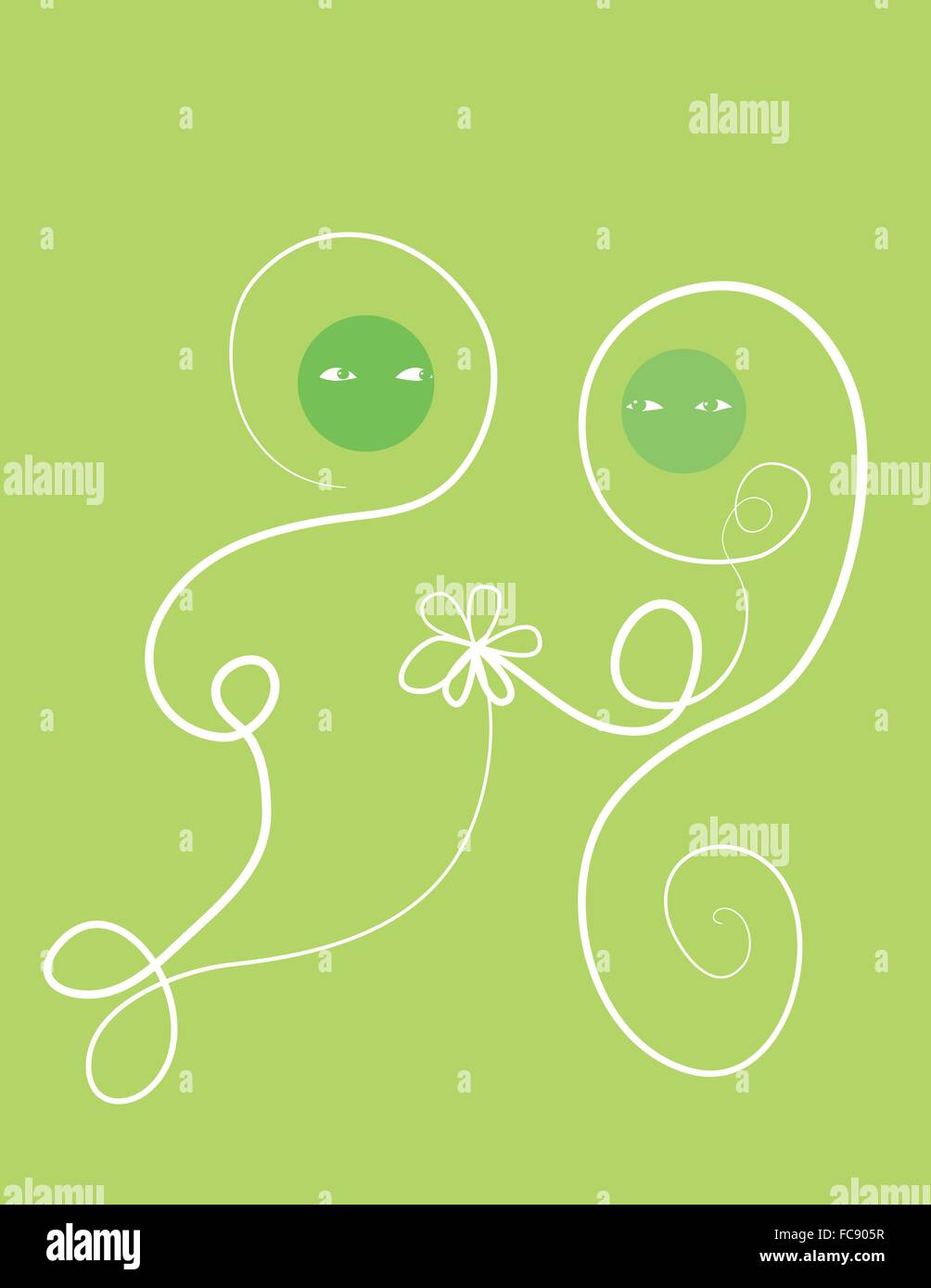 Couple in love, winding lines Stock Vector