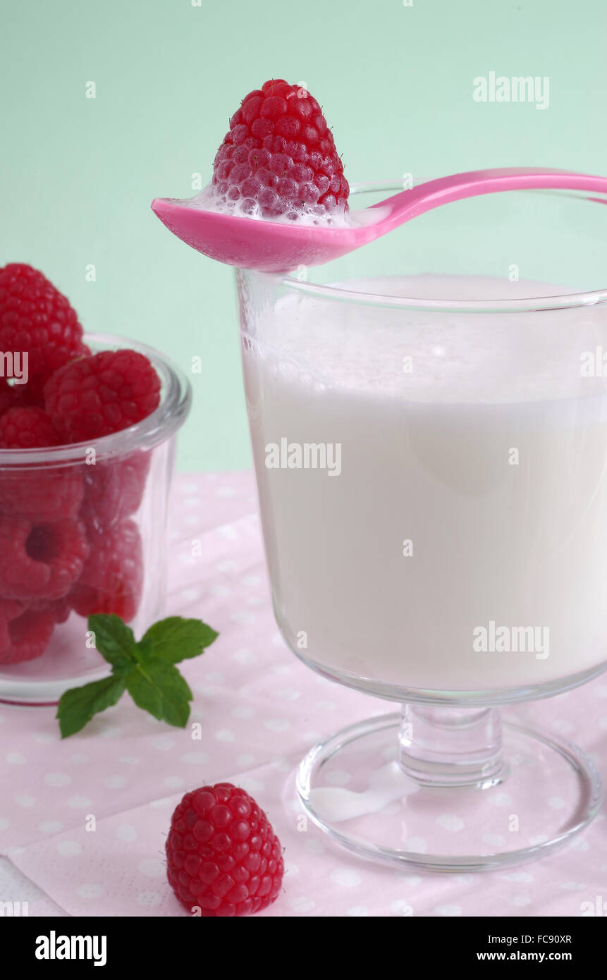 raspberry and milk Stock Photo Alamy