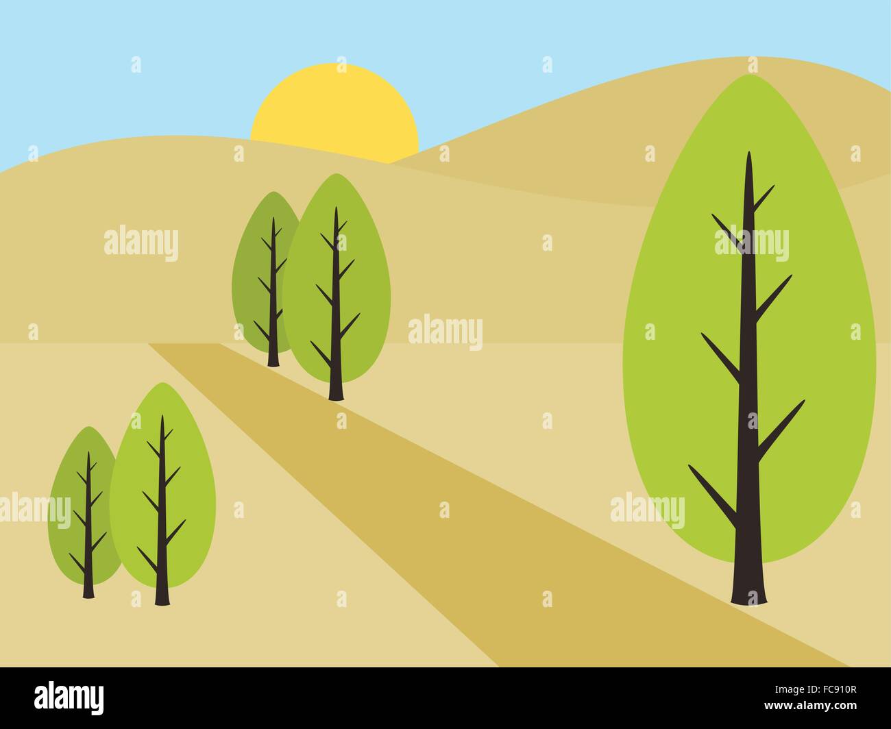Mountain and tree view day in the nature concept illustration Stock ...
