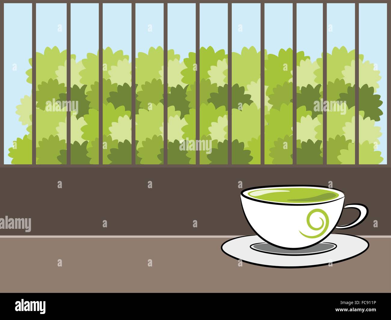 Tea and tree background in nature concept illustration Stock Vector