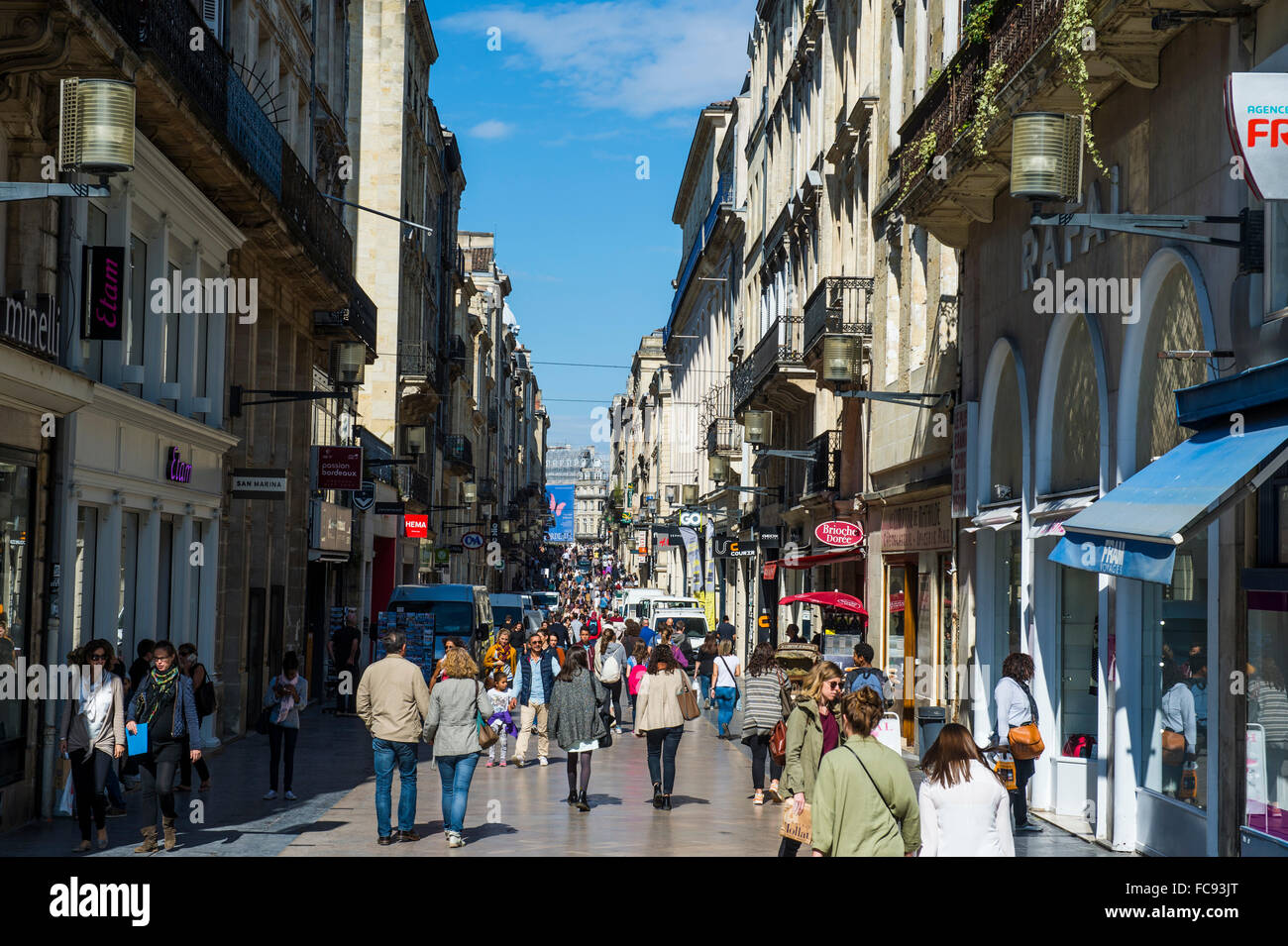 Pedestrian zone in the historic quarter of Bordeaux, Aquitaine, France, Europe Stock Photo