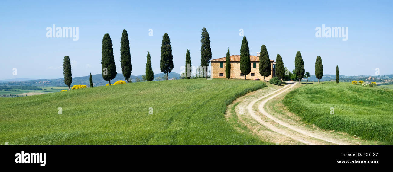 Villa in rural landscape, Tuscany, Italy Stock Photo