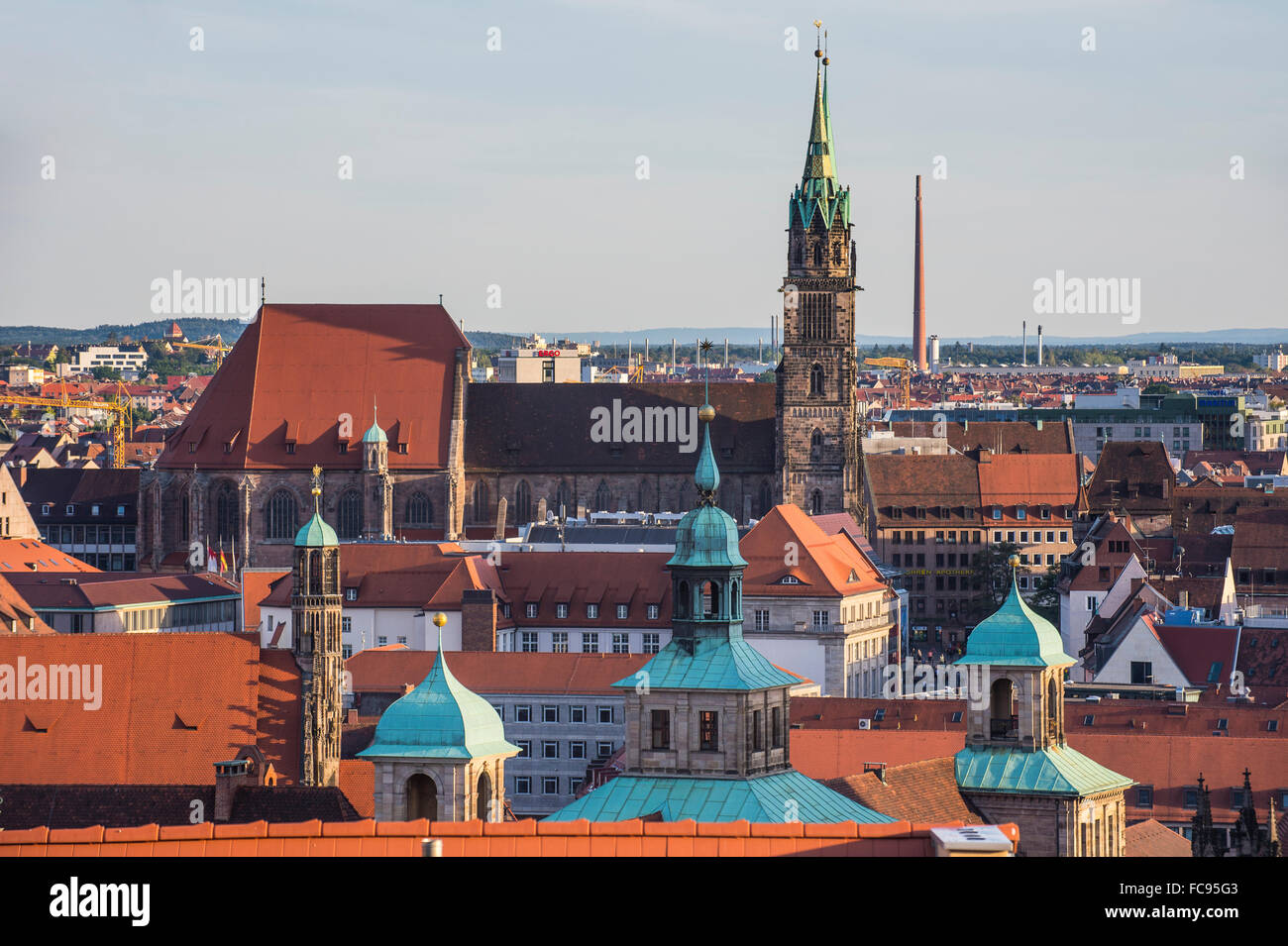 View over the medieval center of the town of Nuremberg, Bavaria, Germany, Europe Stock Photo