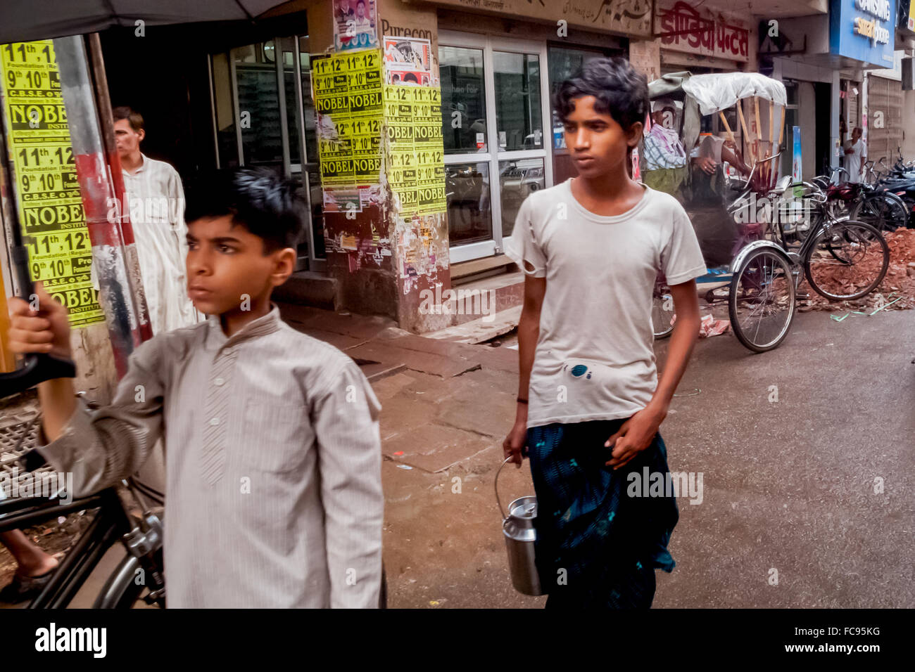School-age children on their daily life in Varanasi, Uttar Pradesh, India. Stock Photo