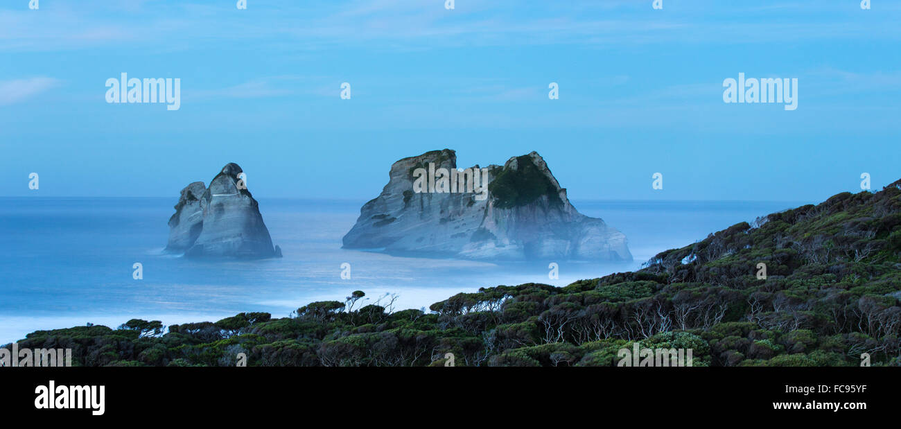 Night at Wharariki Beach on west coast of South Island, Nelson, South Island, New Zealand, Pacific Stock Photo