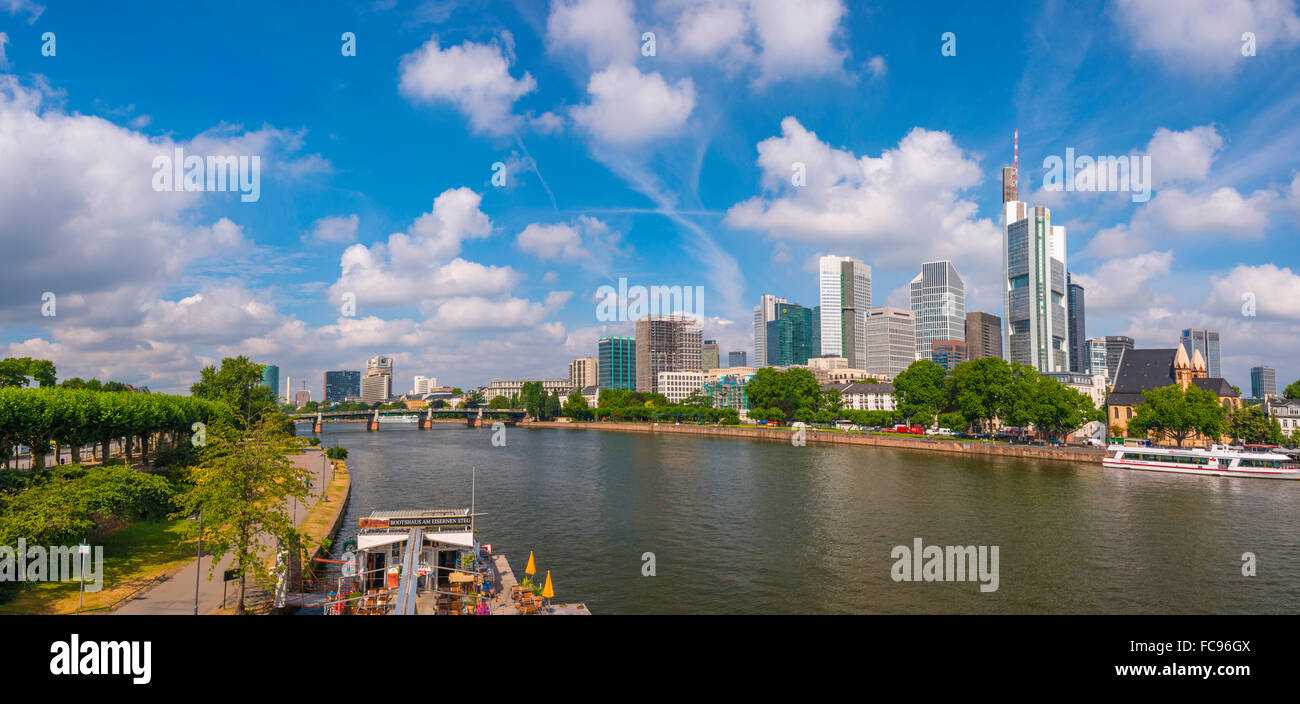 City skyline across River Main, Frankfurt am Main, Hesse, Germany ...