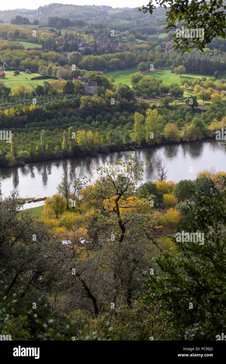 River and countryside near Beynac et Cazenac, Dordogne, France Stock ...