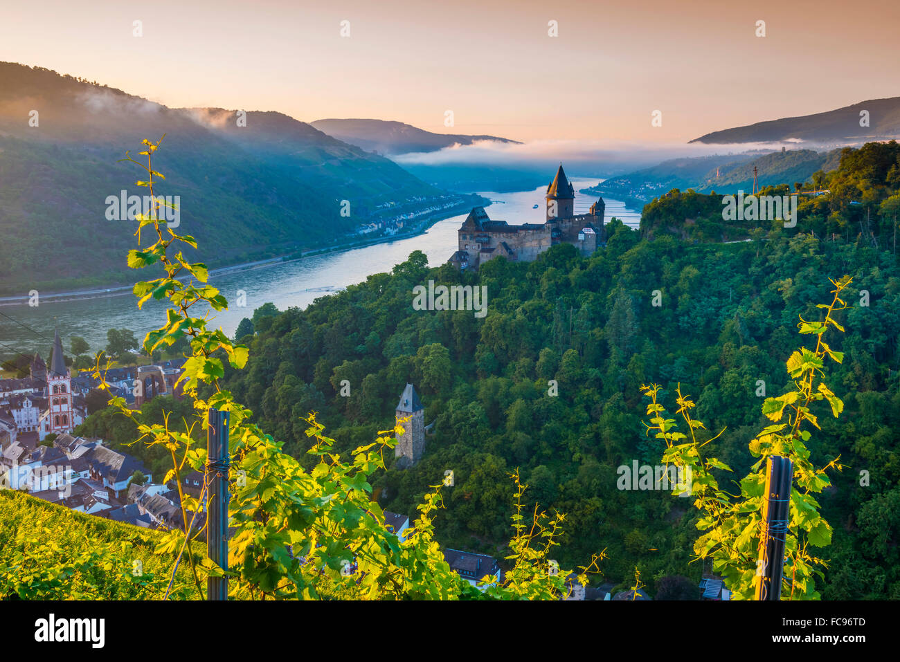 Bacharach on the River Rhine, Rhineland Palatinate, Germany, Europe Stock Photo