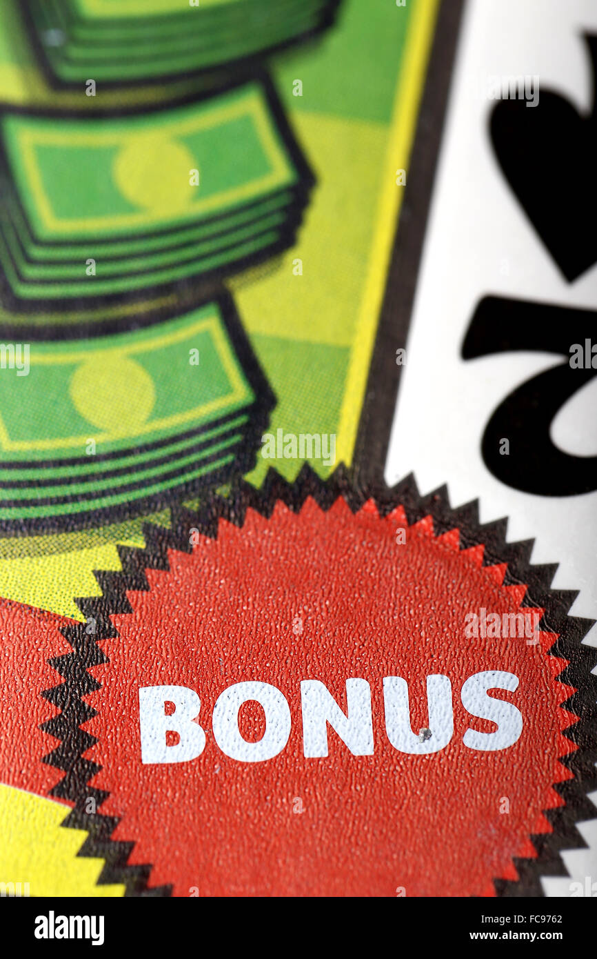 Coquitlam BC Canada - October 24, 2015 : Close up lottery ticket at Bouns. The British Columbia Lottery Corporation has provided Stock Photo