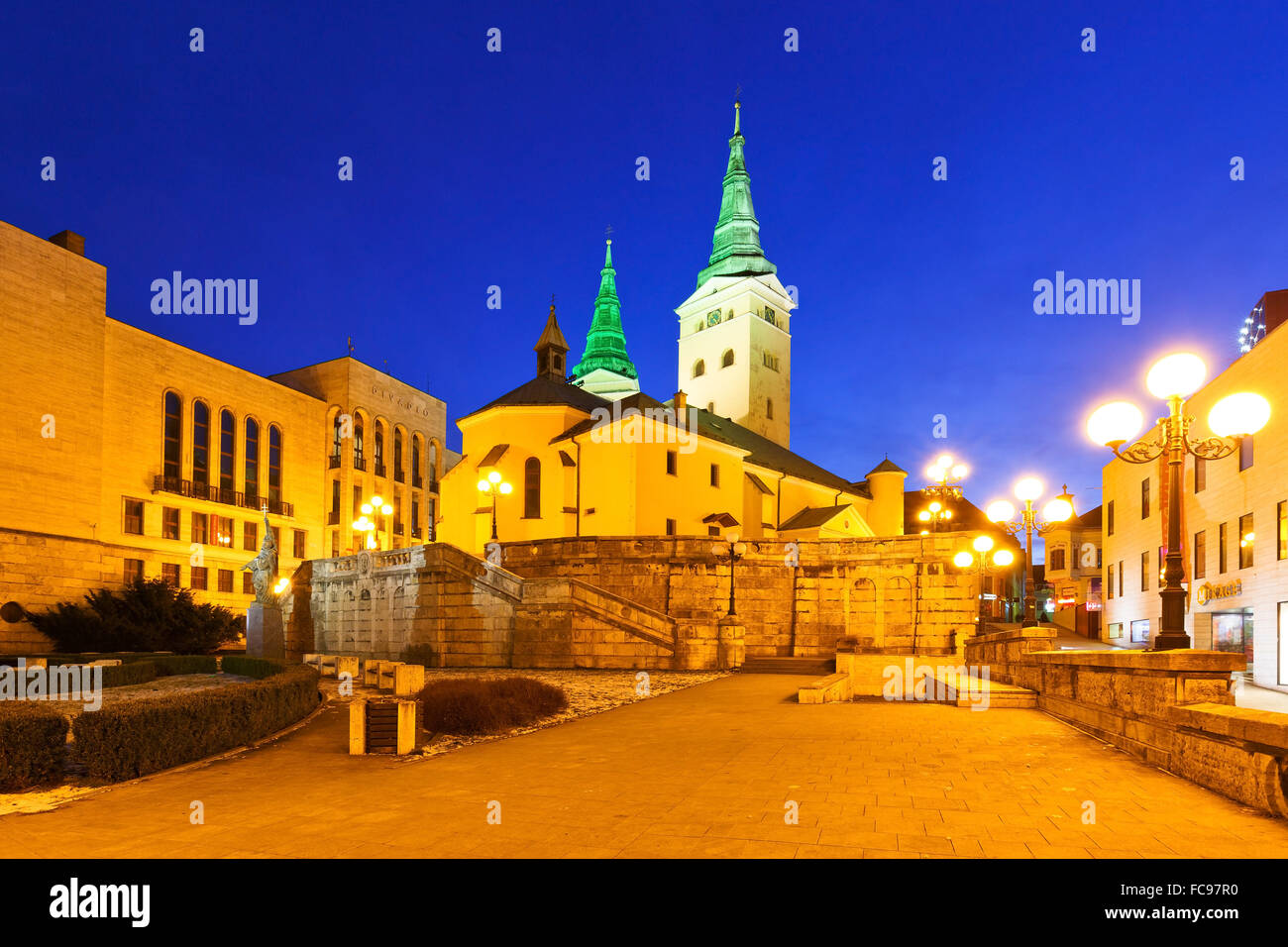 Square in the city of Zilina in central Slovakia. Stock Photo